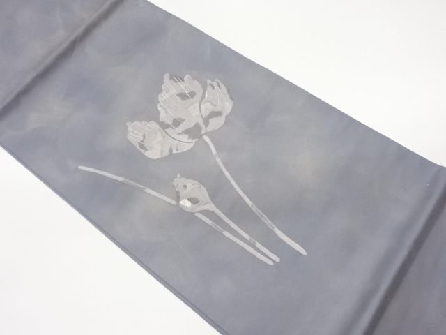 抽象葉模様織り出し袋帯